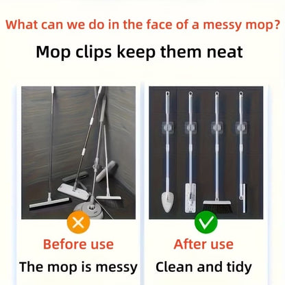 🧹 Strong Adhesive No-Drill Mop Holder Keep Your Home Clean, Organized & Clutter-Free!