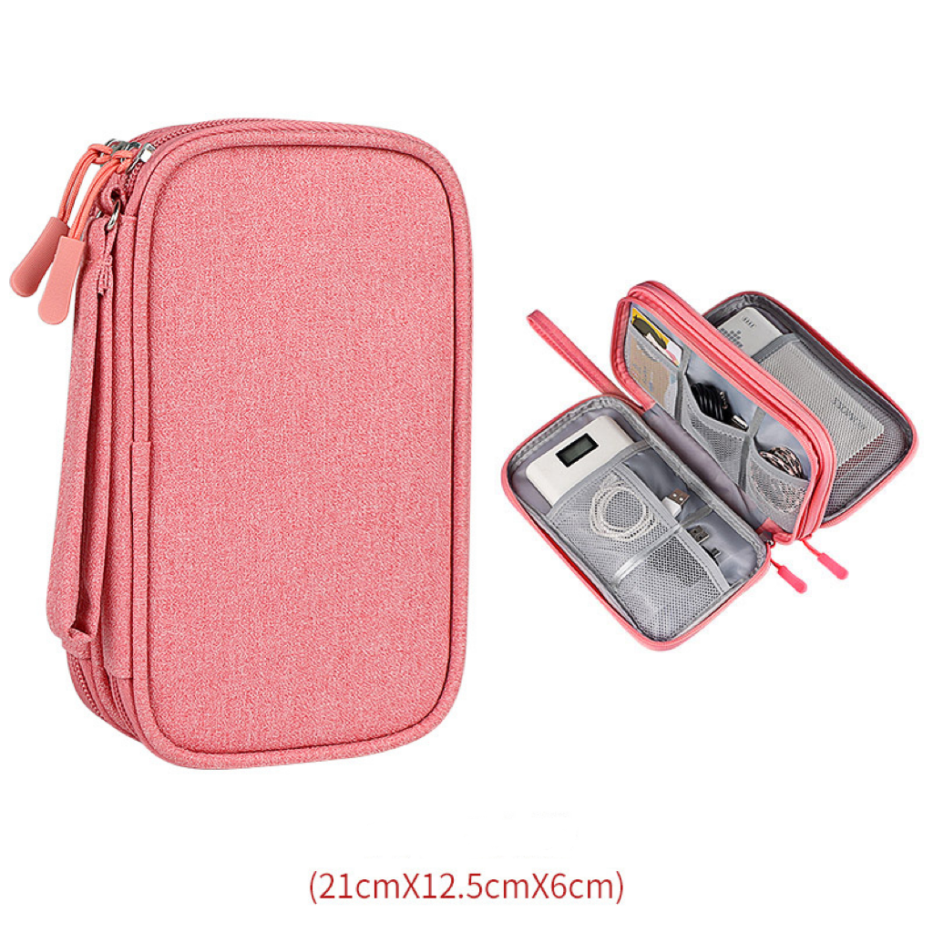 Travel Electronics Organizer - Portable Cable and Charger Storage Bag, Durable Polyester, Mesh Pockets for Accessories, Ideal for Men and Women