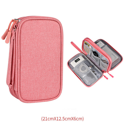 Travel Electronics Organizer - Portable Cable and Charger Storage Bag, Durable Polyester, Mesh Pockets for Accessories, Ideal for Men and Women