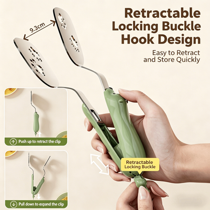 🍳 2-in-1 Lockable Oil-Draining Spatula Tongs 🔥