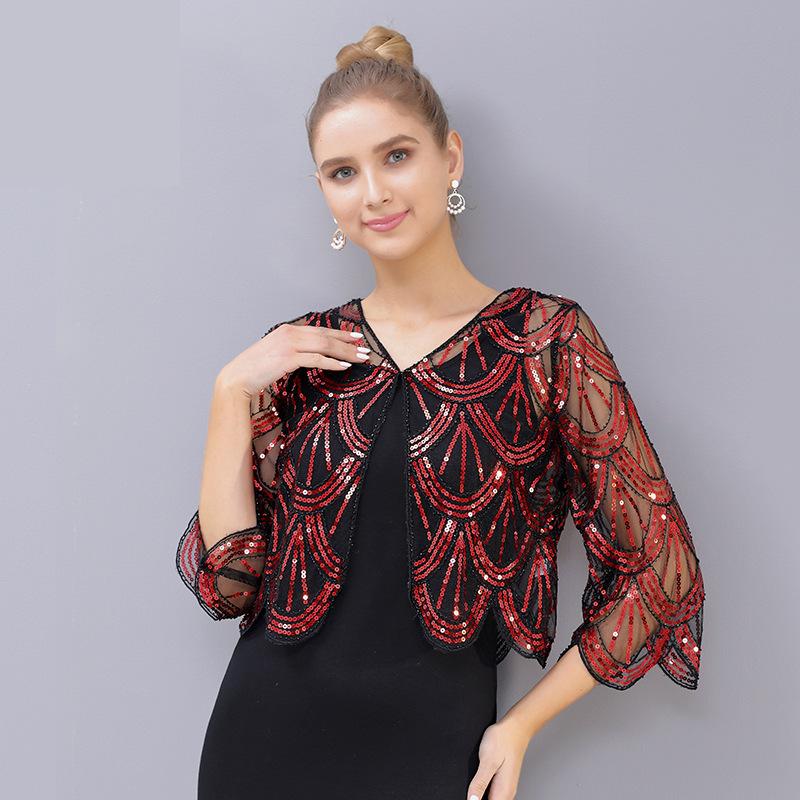 Elegant sequined and beaded shawl for women🌸