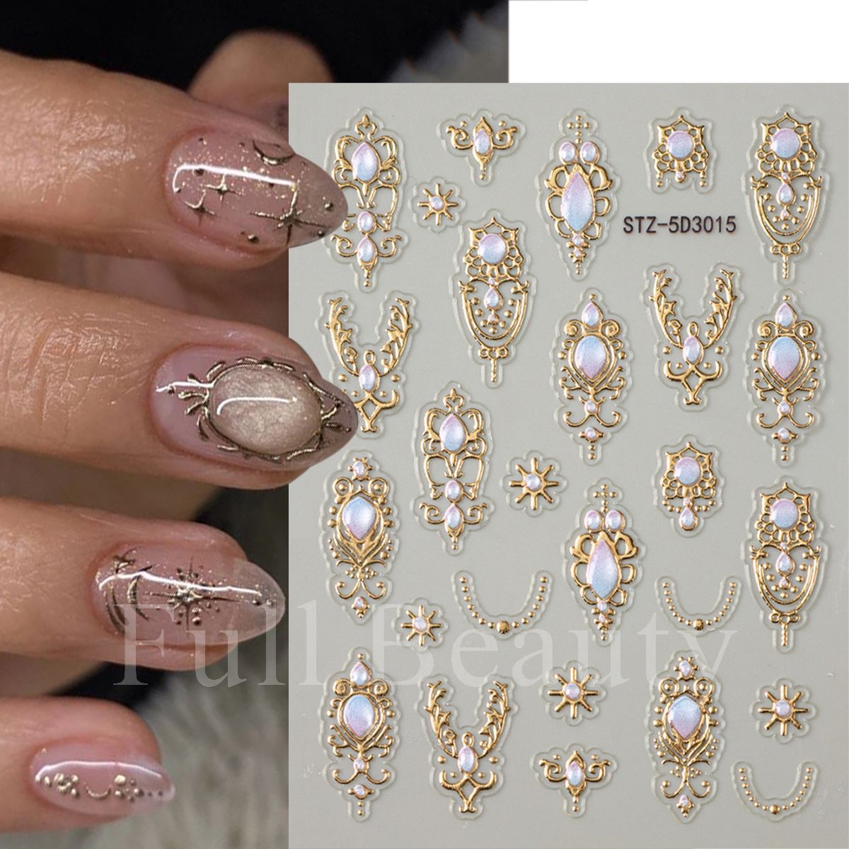 Gold Foil Luxury Embossed Nail Stickers
