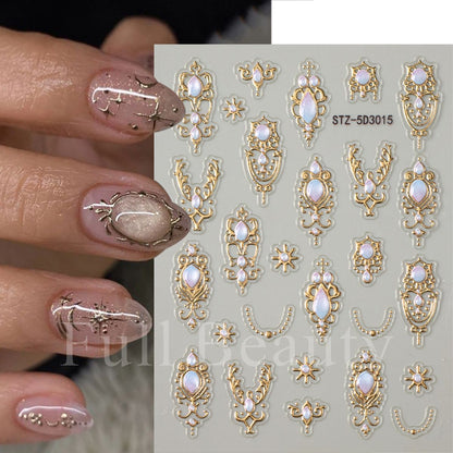 Gold Foil Luxury Embossed Nail Stickers
