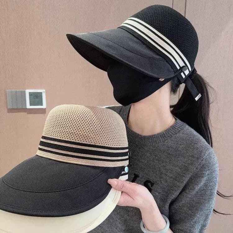 🌴 Women's Trendy Breathable Sun Bucket Hat – Side Clips for Face Mask, UV Protection & Foldable