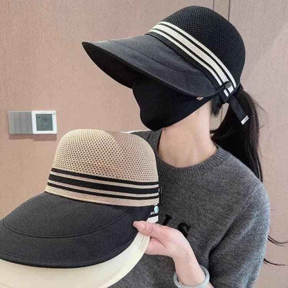 🌴 Women's Trendy Breathable Sun Bucket Hat – Side Clips for Face Mask, UV Protection & Foldable