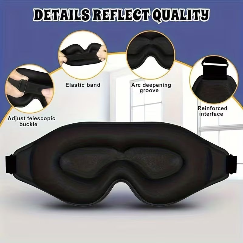 3D Contoured Sleep Mask - 100% Blackout Noise Reducing