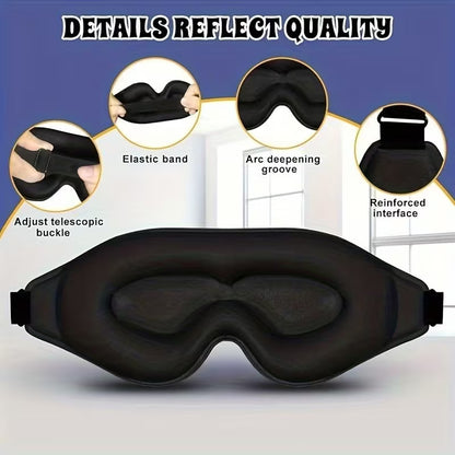 3D Contoured Sleep Mask - 100% Blackout Noise Reducing
