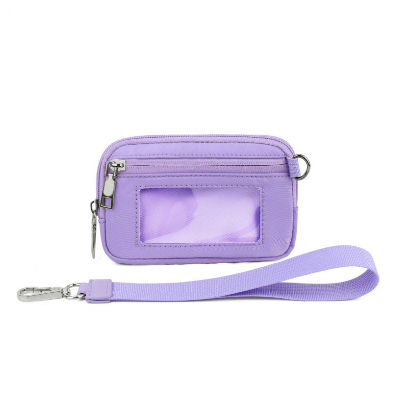 PVC Card Holder Wristlet Wallet Mini ID Purse Zipper Coin Pouch for Women Men