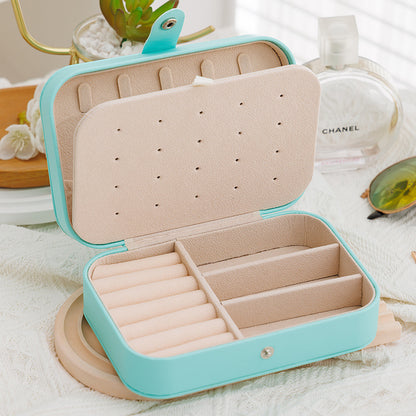 Portable Jewelry Organizer Case – Button Leather Zipper Pouch, Travel Jewelry Display Box, Scratch & Tangle-Free