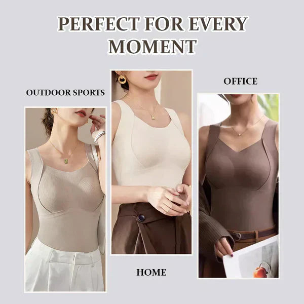 Women's Thermal Tank Tops With Built-in Bra，Suitable for autumn and winter