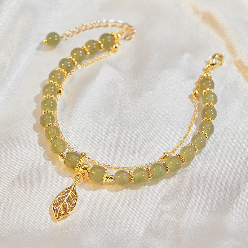 Hetian Jade Gold Leaf Bracelet