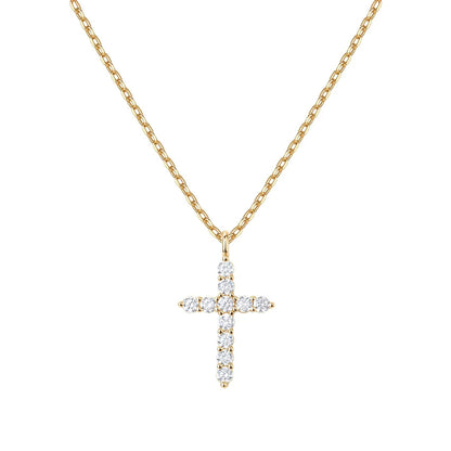 Paved Cross Rotated Crown Necklace