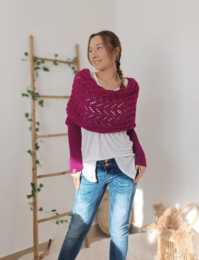 Knitted Cable Wrap, Shrugs For Women, Knitted Wrap