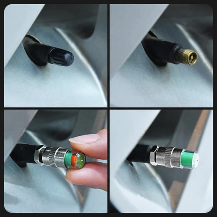 🚗Battery-Free Tire Pressure Monitoring Valve – Screw-On & Go, 3-Color Warning, Leak-Proof for Car & Motorcycle