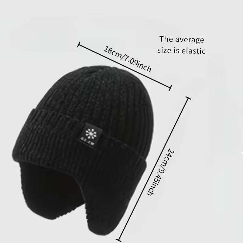 Unisex Winter Warm Knit Hat with Fleece Lining and Ear Protection