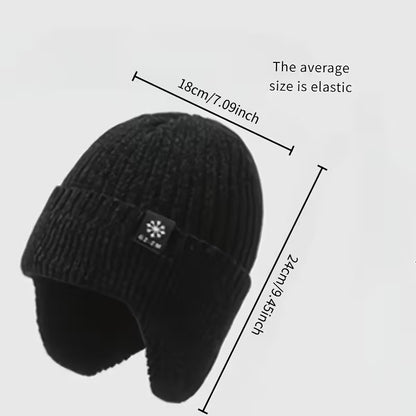 Unisex Winter Warm Knit Hat with Fleece Lining and Ear Protection