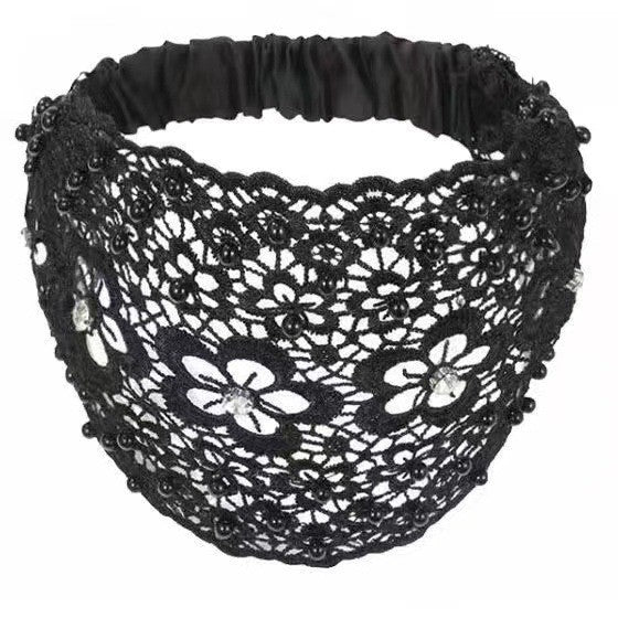 Plum Blossom Hollow Beaded Wide Headband – Elegant & Vintage, Flattering Wide Design for All Face Shapes