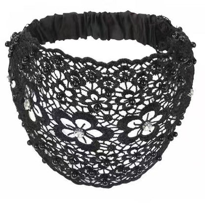 Plum Blossom Hollow Beaded Wide Headband – Elegant & Vintage, Flattering Wide Design for All Face Shapes