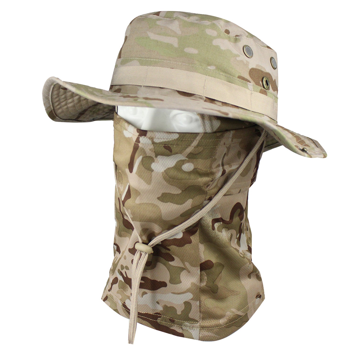 High Quality-Outdoor Camouflage Fisherman Hat, Hat and Face Mask 2-Piece Set