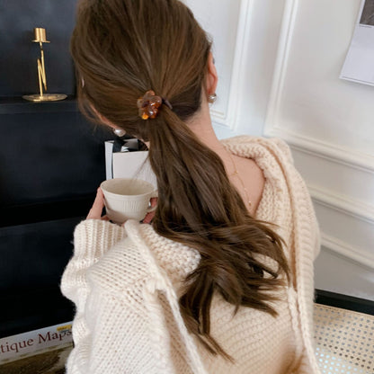 Acryl Flowers Decor Hair Tie，Women's Casual Everyday Rubber Band