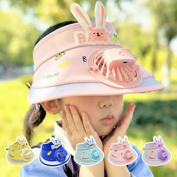 Children's Sun Hat with Rechargeable Fan