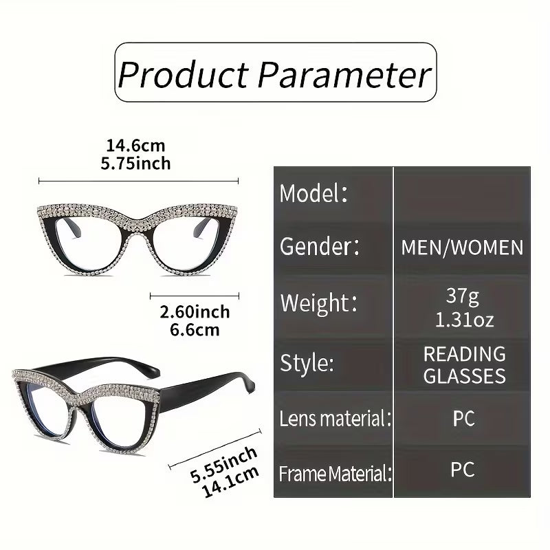Cat-Eye Reading Glasses with +1.0 to +4.0 Magnification