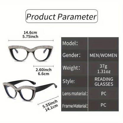 Cat-Eye Reading Glasses with +1.0 to +4.0 Magnification