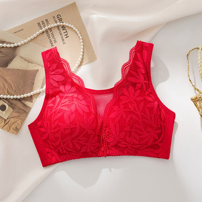 Elegant Floral Lace Bra - Wireless, Push-Up