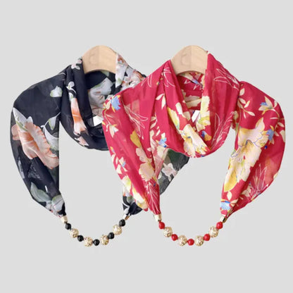 Multifunctional Chiffon Beads Pendant Scarf