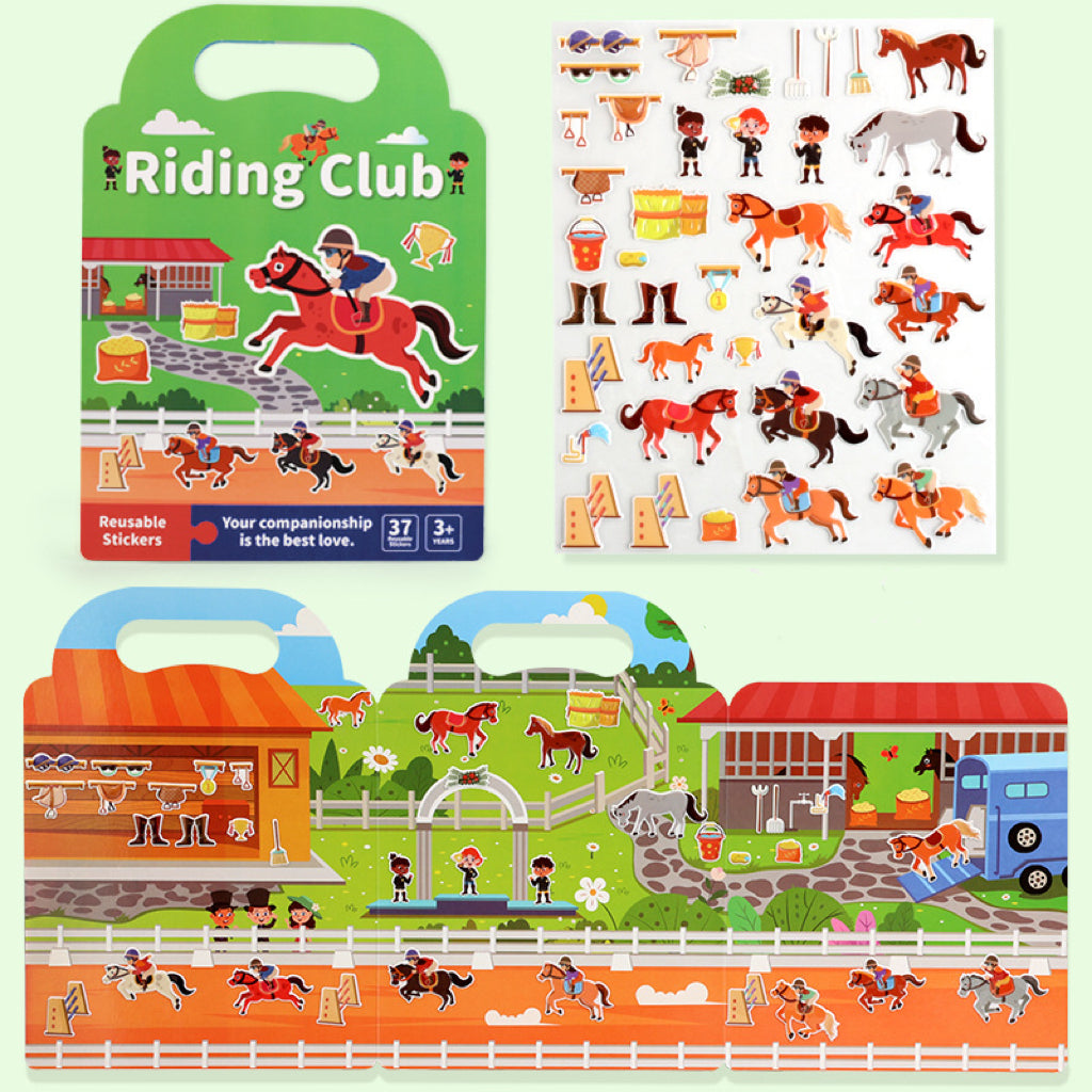 Children's reusable sticker book with waterproof double-sided design