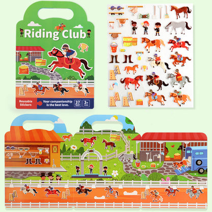 Children's reusable sticker book with waterproof double-sided design