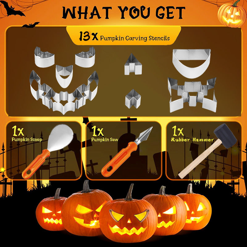 Halloween Pumpkin Carving Kit & Creative DIY Cookie Cutter Set