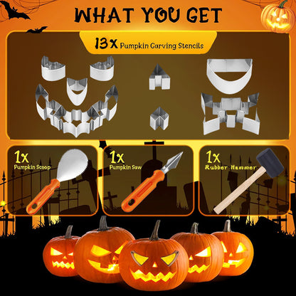 Halloween Pumpkin Carving Kit & Creative DIY Cookie Cutter Set