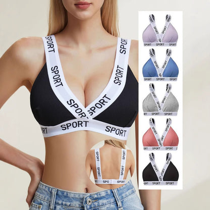 Women's Letter-Print Casual Sports Bra