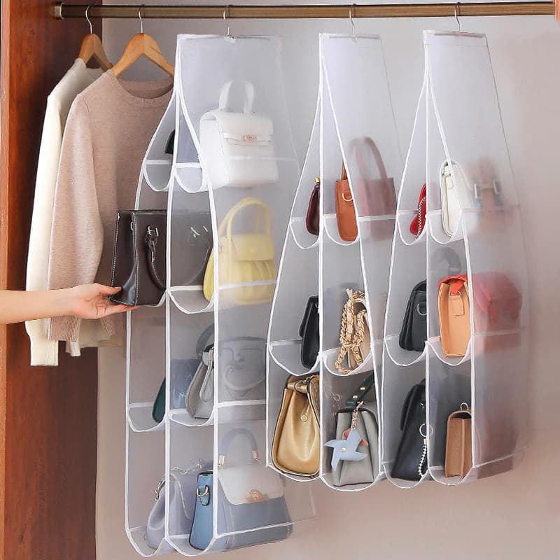 Hanging Handbag Dust-Proof Organizer – 6/8 Large Pockets, Fits Closet & Door, Dustproof & Shape Retention