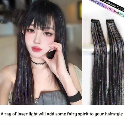 Holographic Tinsel Hair Extensions – Metallic Glitter Hair Strands Kit for DIY Party & Daily Styling