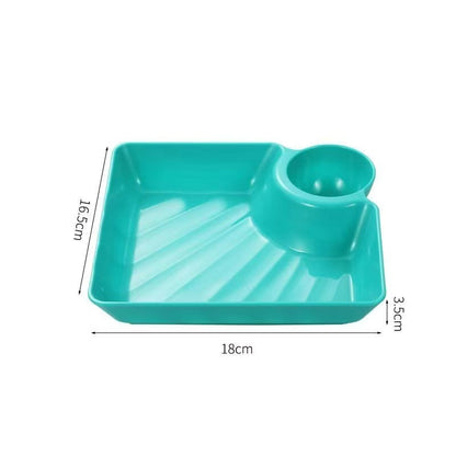 🍟4-Pack Dip Serving Plates – with Sauce Holder, Party Snack Tray