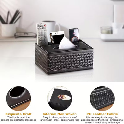 Multi-Functional Tissue & Remote Control Organizer Box with 4 Compartments