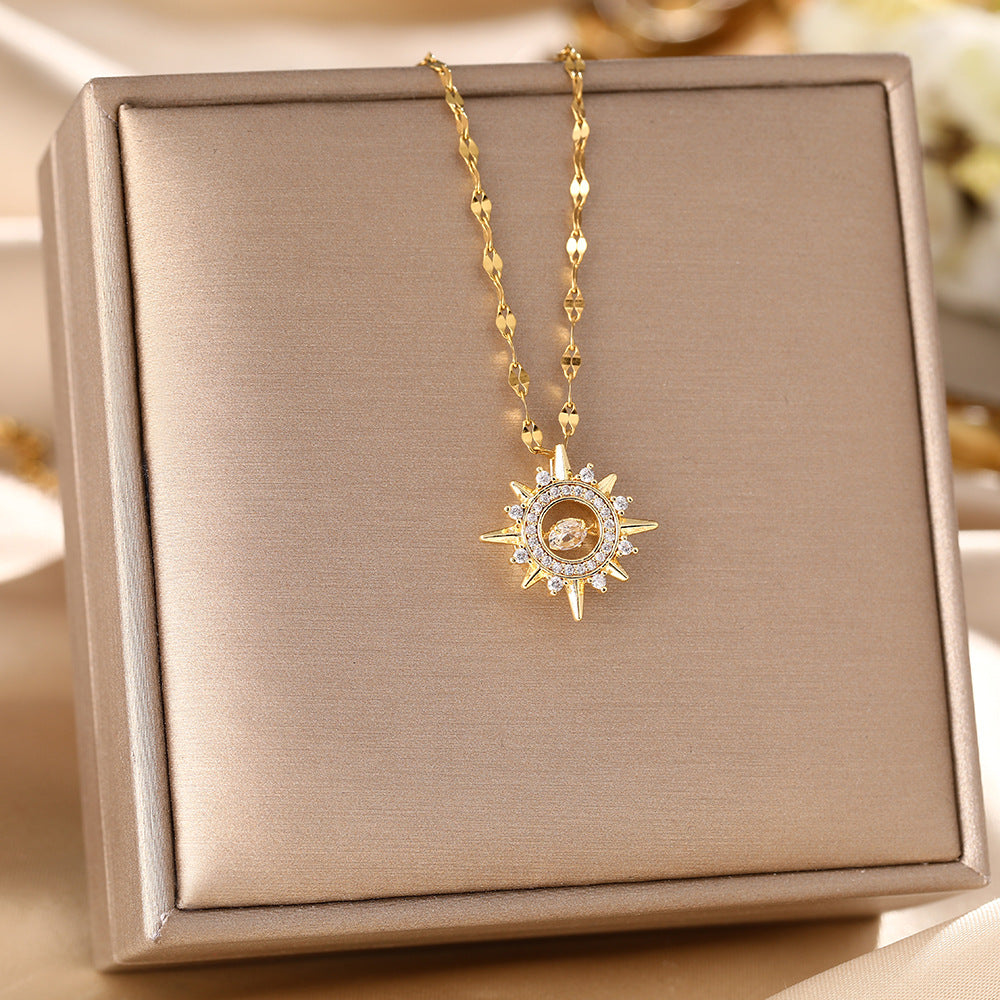 Micro-Paved Full Diamond Beating Heart Titanium Steel Necklace