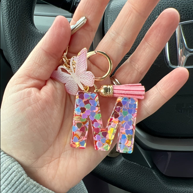 Butterfly Letter Keychain Tassel Design