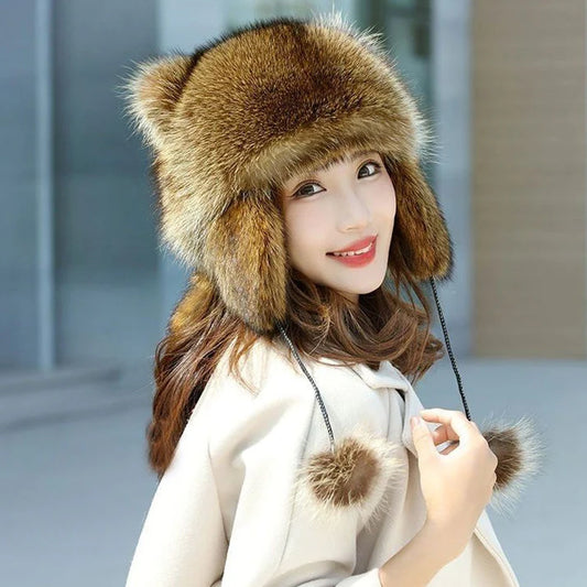 Cute Faux Fur Raccoon Tail Parent-Child Plush Hat