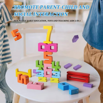 Wooden Number Building Block, Creative Montessori Stacking Toys
