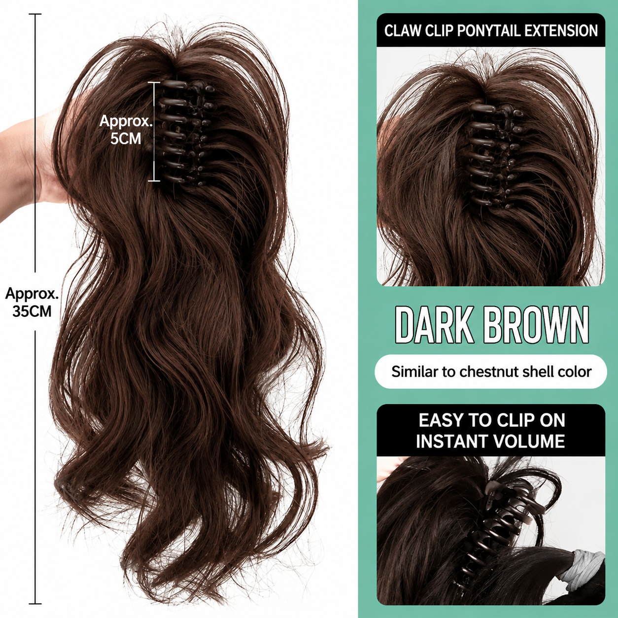 Claw Clip Ponytail Hair Extension – Natural Looking Voluminous Ponytail Extension for Women, Quick & Easy Hair Styling