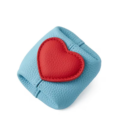 Genuine Leather Heart-Shaped Mini Storage Bag, Coin Purse