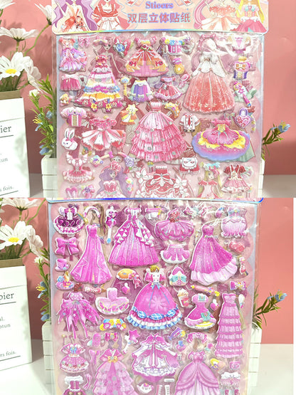 Double-layer 3D Princess Dress Up Stickers-Children's Dress Up Game