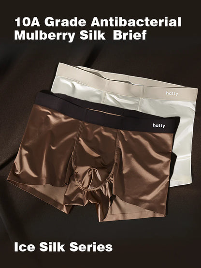 High Quality-Men's Elegant Ice Silk Underwear，Mulberry Silk Antimicrobial Boxer Briefs