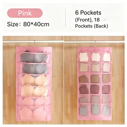 Double-Sided Underwear Hanging Organizer – Large Capacity, Holds Bras, Socks & Underwear, Space-Saving for Closet