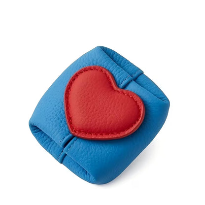 Genuine Leather Heart-Shaped Mini Storage Bag, Coin Purse