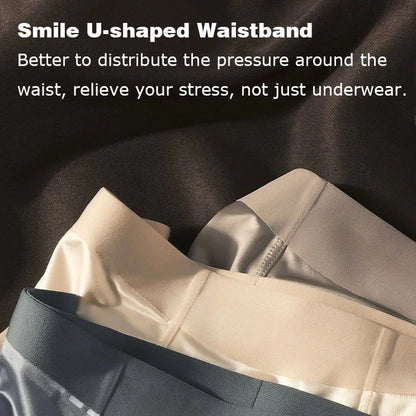 High Quality-Men's Elegant Ice Silk Underwear，Mulberry Silk Antimicrobial Boxer Briefs
