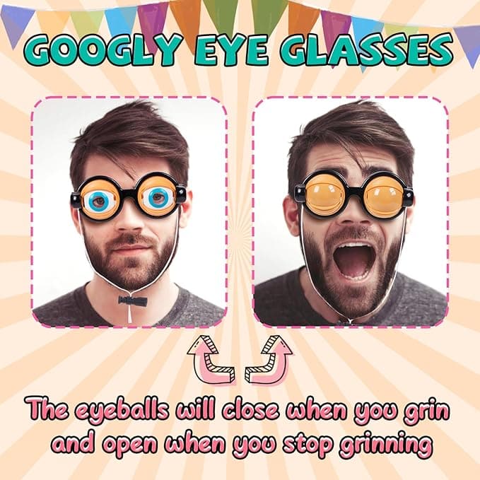 Funny Glasses with Winking Eye Mechanism – Blinking Eye Gag Glasses for Party Favors & Novelty Gifts